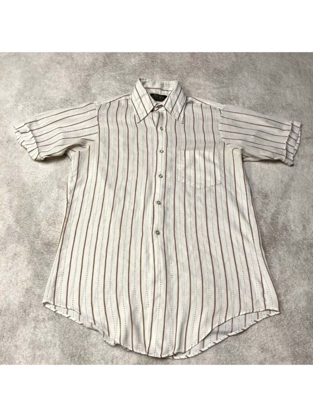 True Vintage 60s 70s Sears Perma Prest Shirt Big Collar Sheer Canada Made Mens M